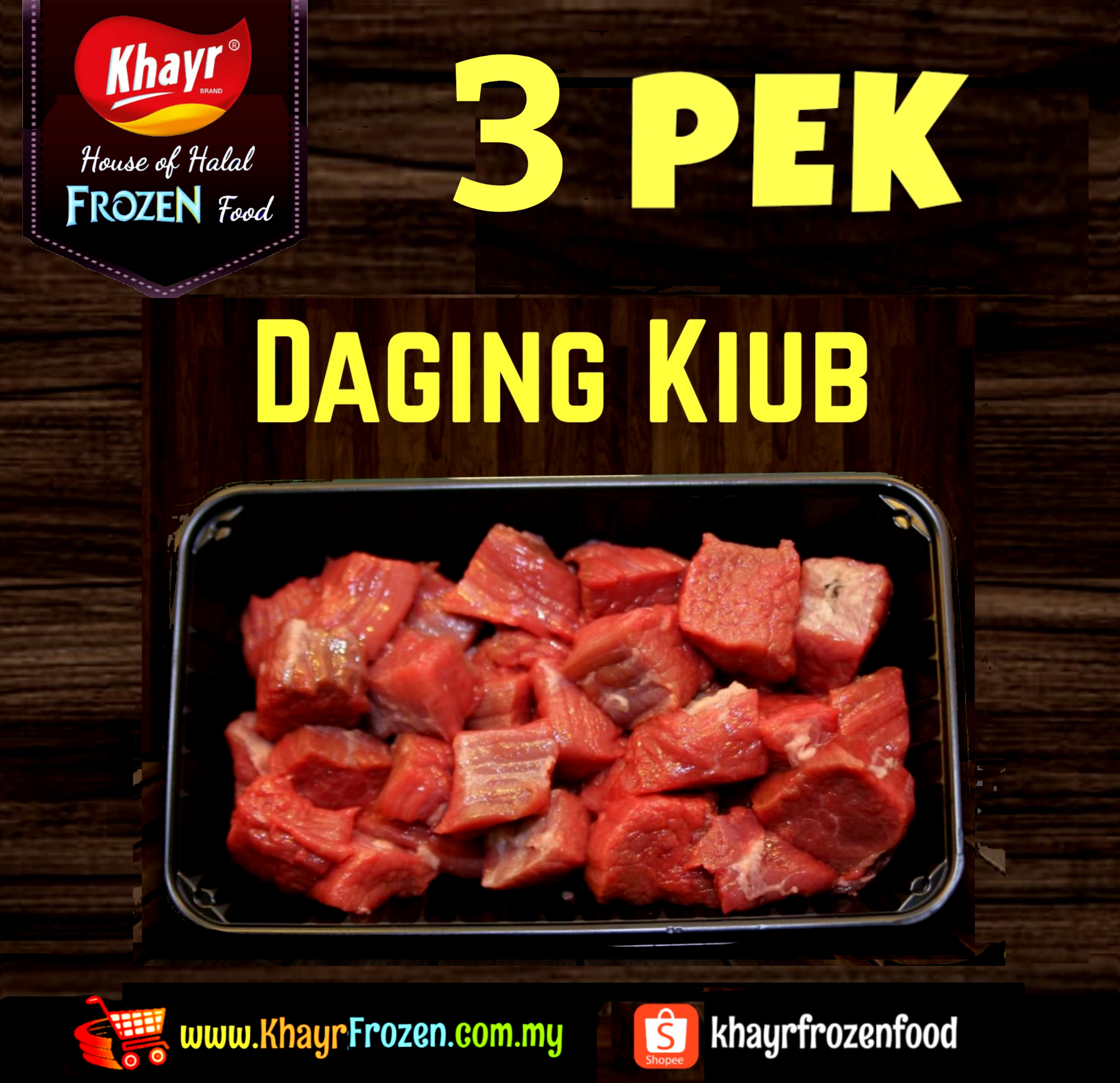 Daging Kiub 3 packs (1.2kg)